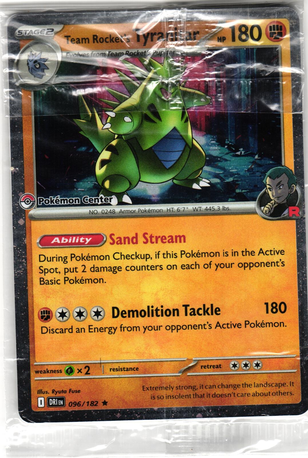 Team Rocket's Tyranitar (Pokemon Center Exclusive) 096/182 Rare Promo