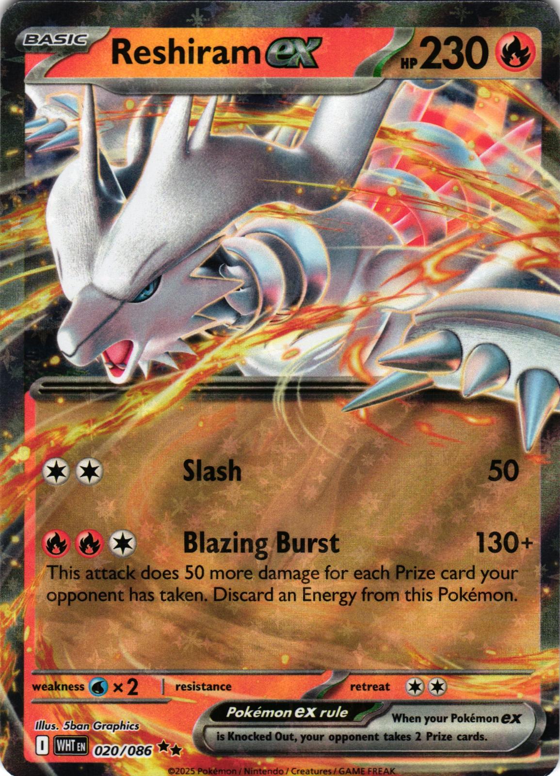 Reshiram ex 020/086 Double Rare WHT: White Flare - Pokemon