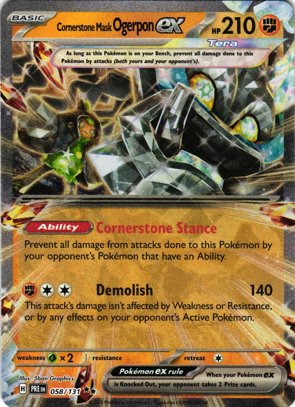 Cornerstone Mask Ogerpon ex 058/131 Double Rare Prismatic Evolutions - Pokemon