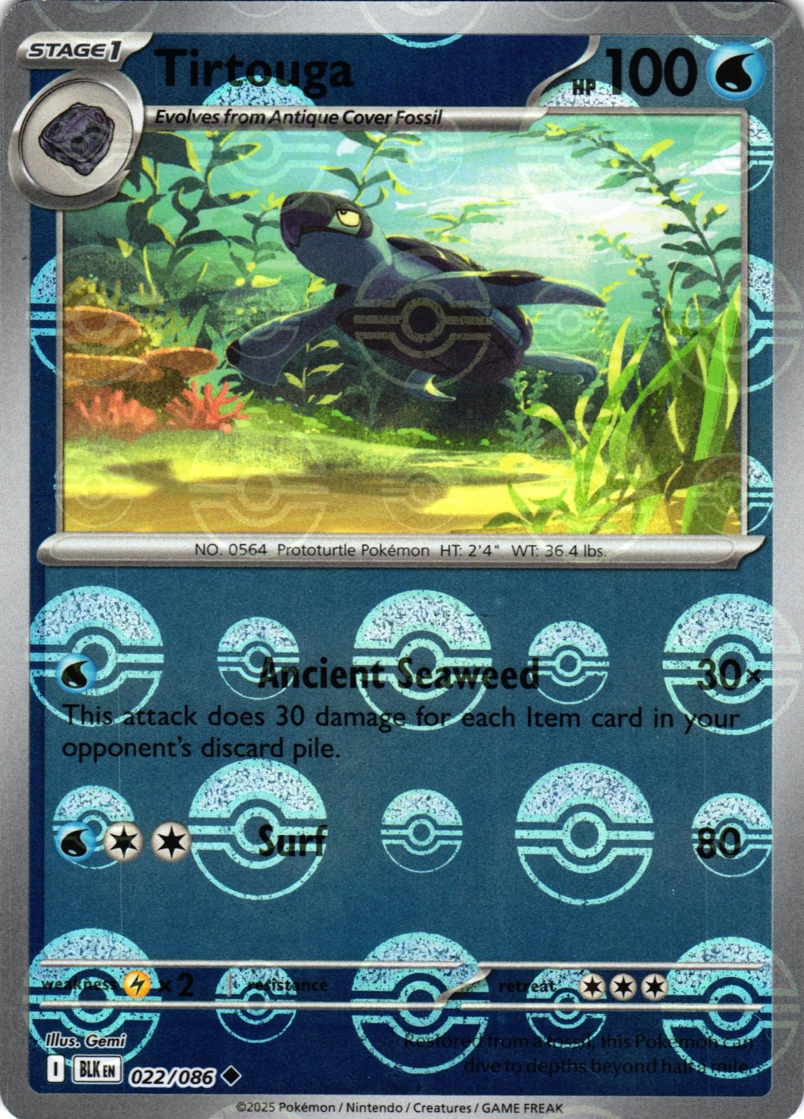 Tirtouga (Poke Ball Pattern) 022/086 Uncommon Black Bolt Pokemon