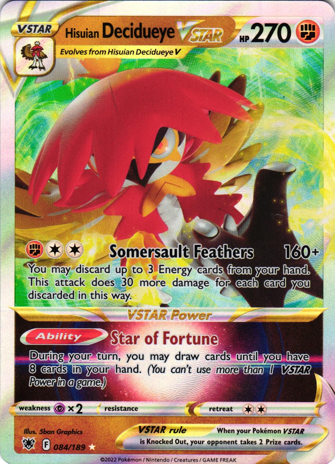 Hisuian Decidueye VSTAR 084/189 Ultra Rare ASR: Astral Radiance - Pokemon
