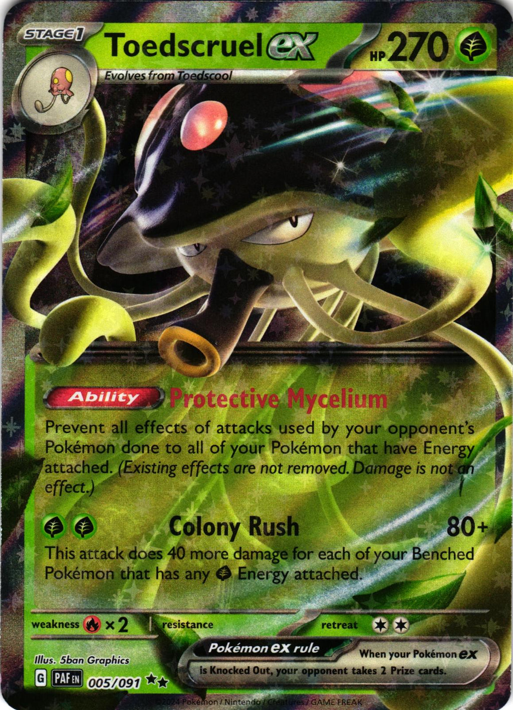 Toedscruel ex 005/091 Double Rare PAF: Paldean Fates - Pokemon