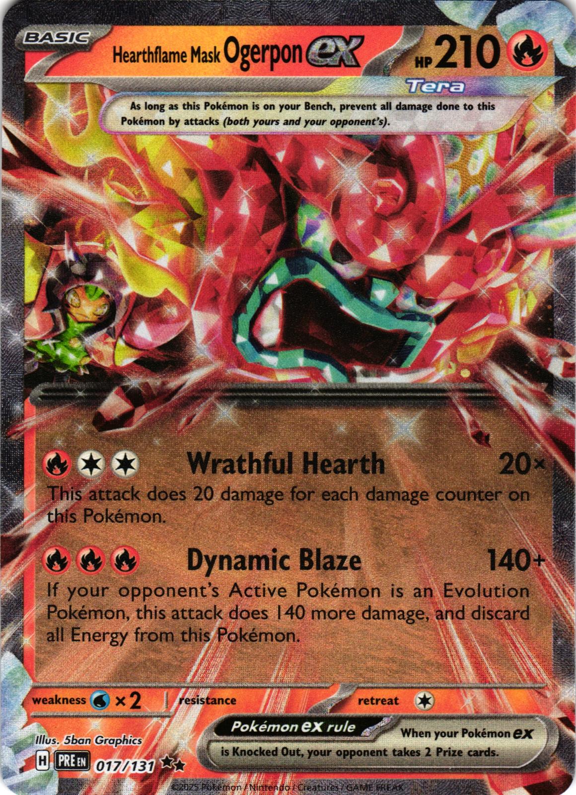 Hearthflame Mask Ogerpon ex 017/131 Double Rare Prismatic Evolutions - Pokemon