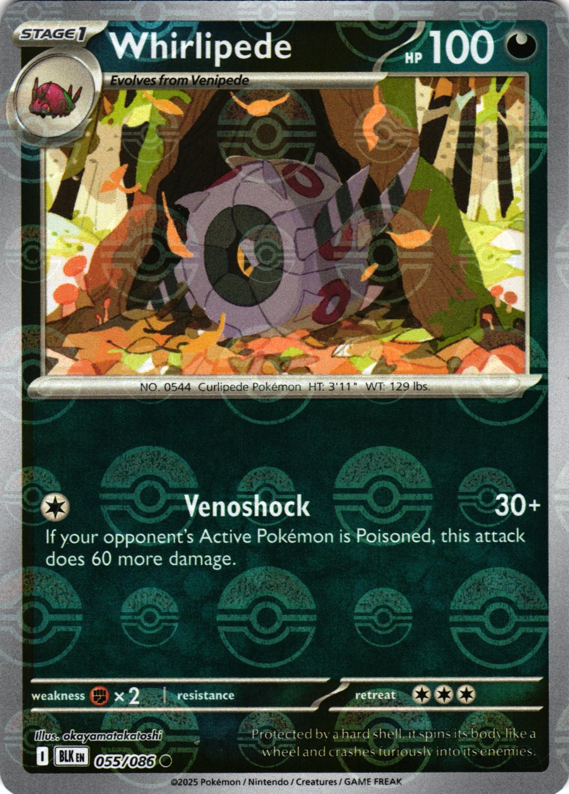 Whirlipede (Poke Ball Pattern) 055/086 Common Black Bolt Pokemon