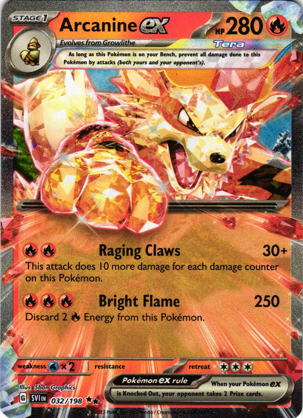 Arcanine ex 032/198 Double Rare SVI: Scarlet & Violet - Pokemon