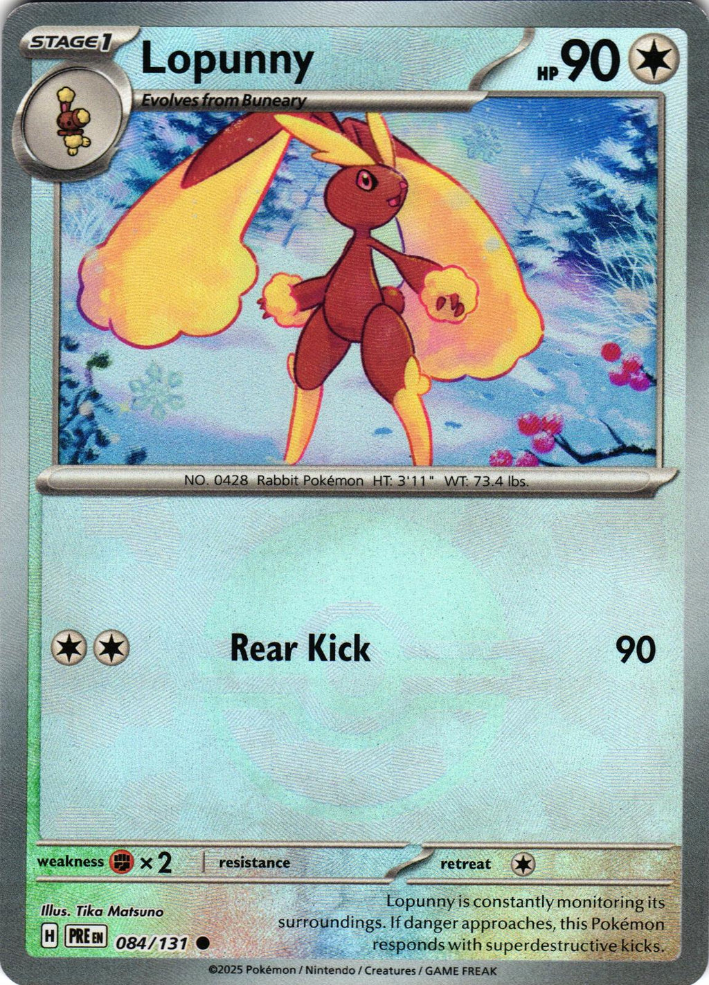 Lopunny (Poke Ball Pattern) 084/131 Common PRE: Prismatic Evolutions - Pokemon