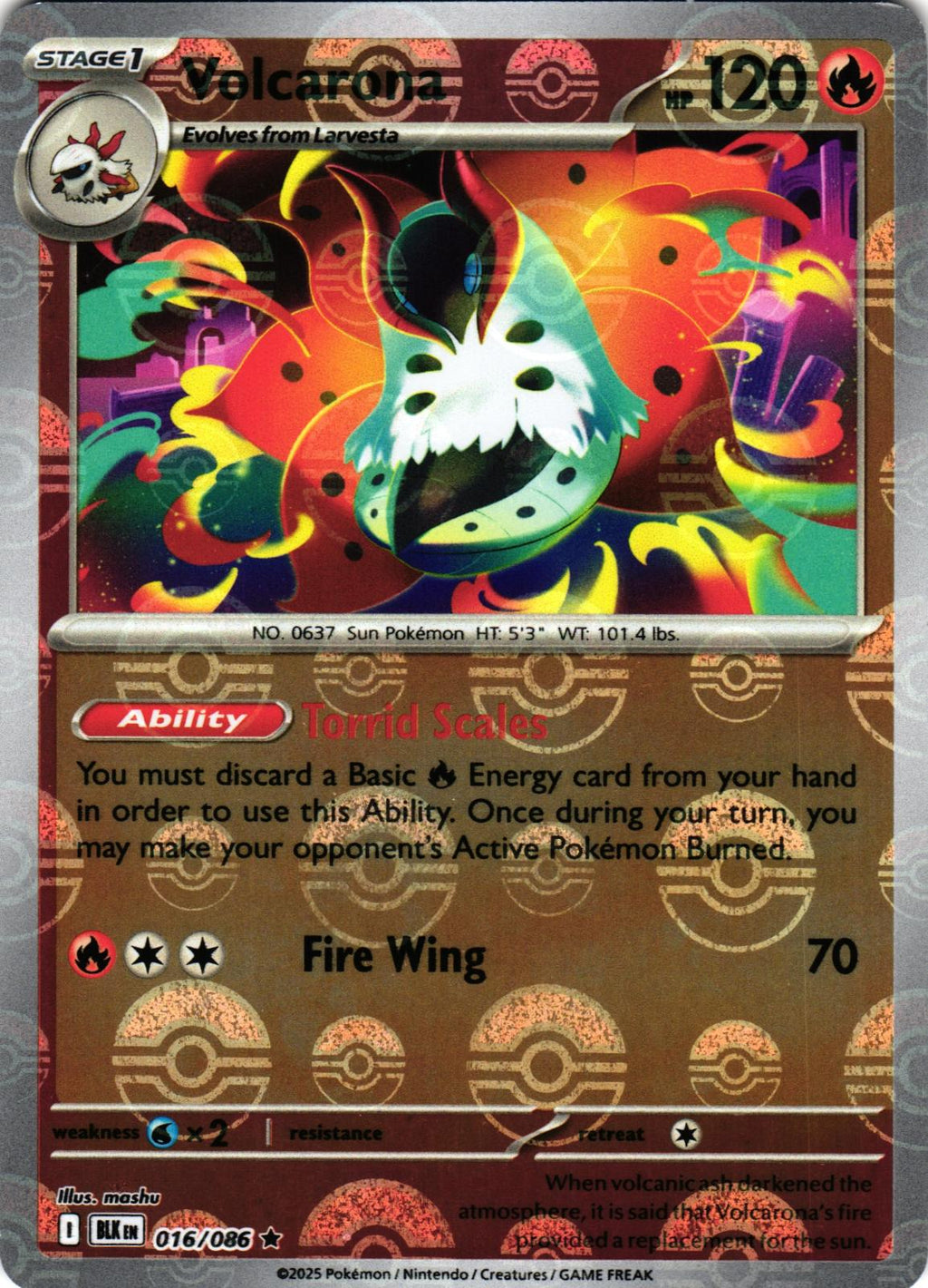 Volcarona (Poke Ball Pattern) 016/086 Rare Black Bolt Pokemon