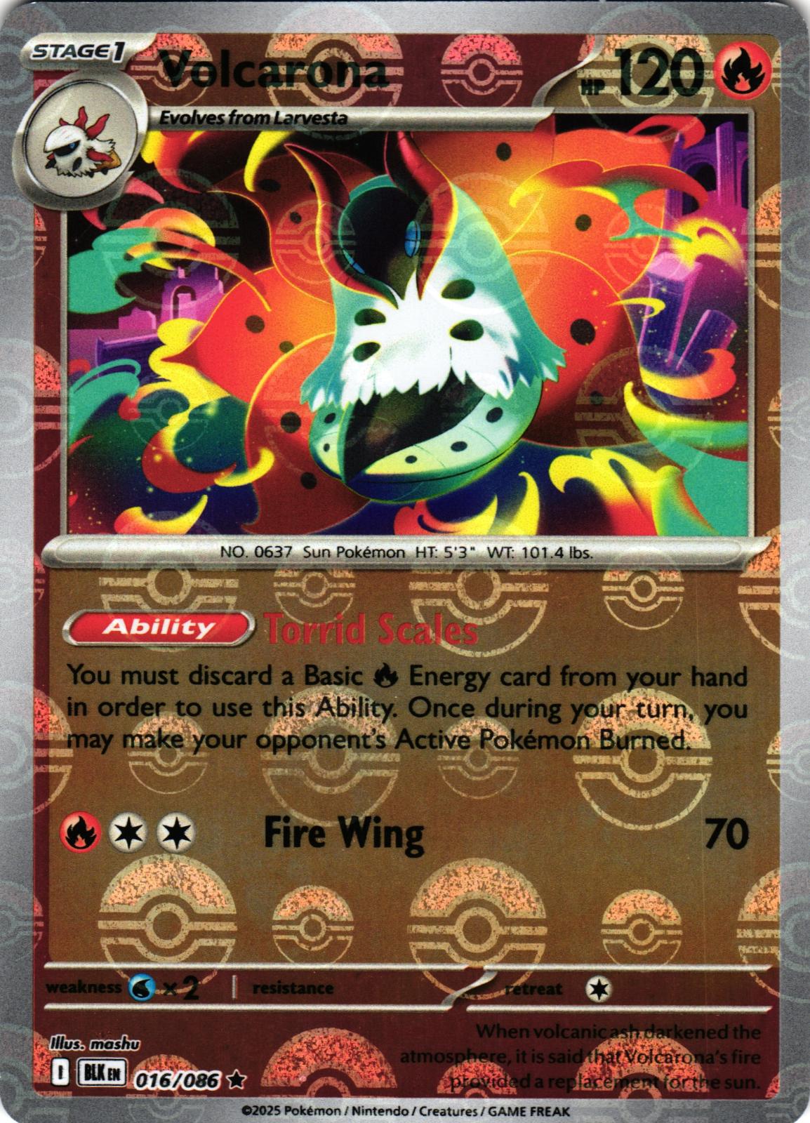 Volcarona (Poke Ball Pattern) 016/086 Rare Black Bolt Pokemon