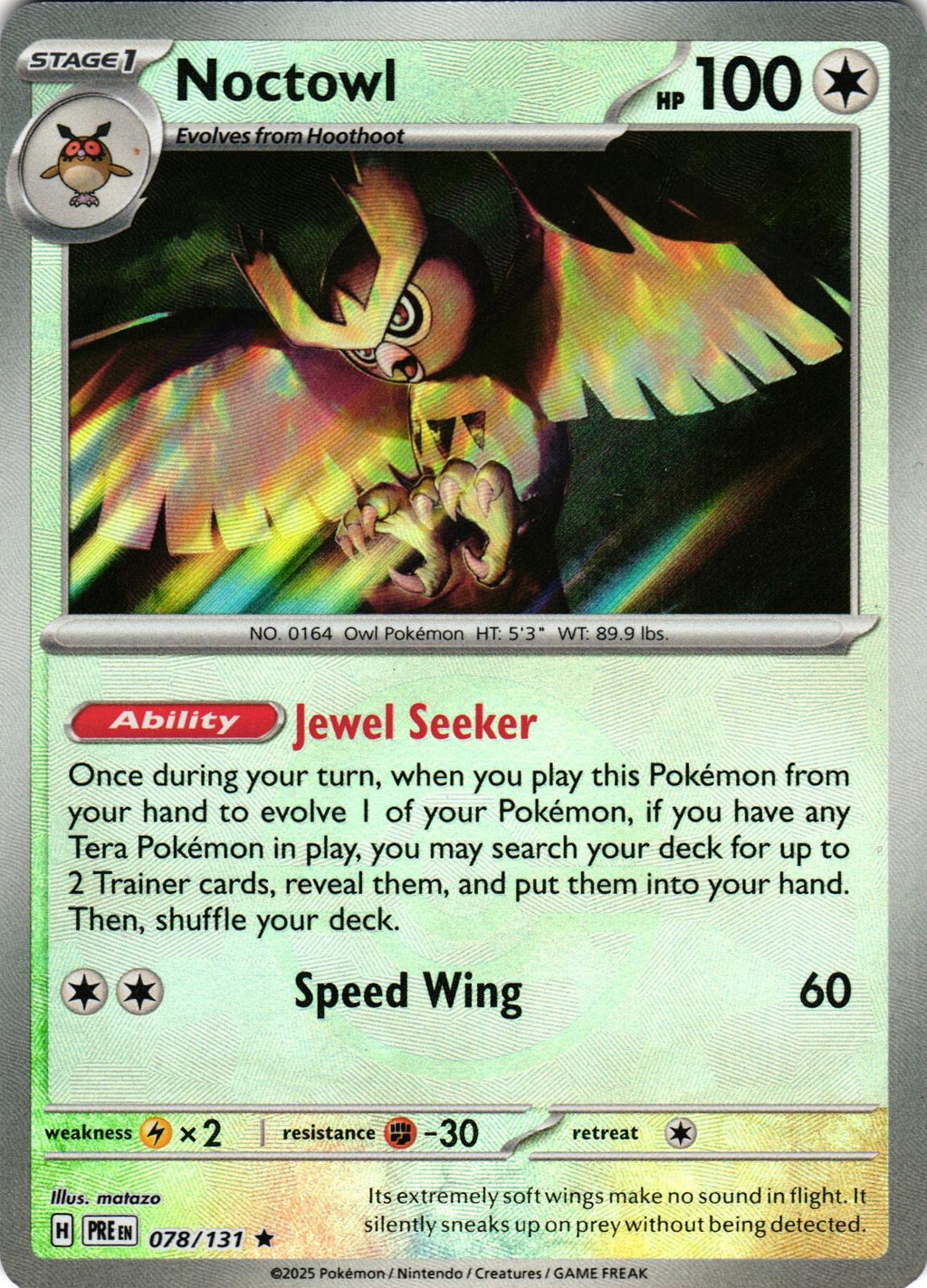 Noctowl (Poke Ball Pattern) 078/131 Rare PRE: Prismatic Evolutions - Pokemon