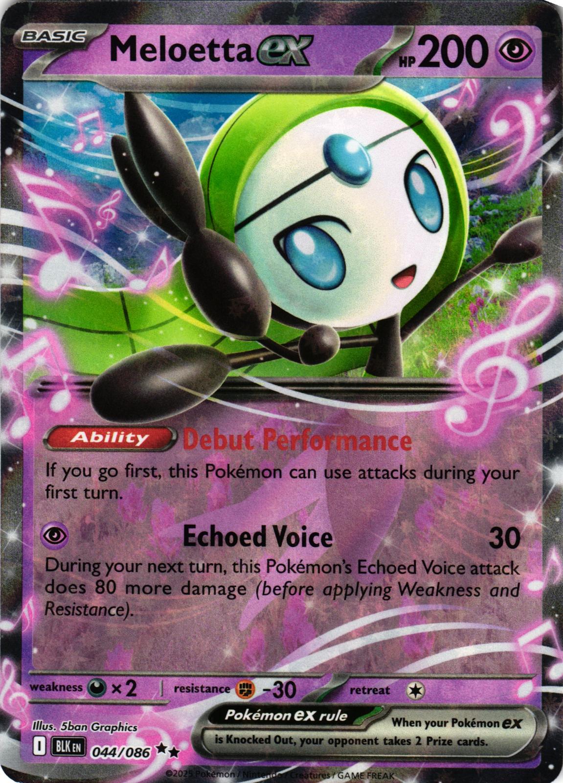 Meloetta ex 044/086 Double Rare BLK: Black Bolt - Pokemon
