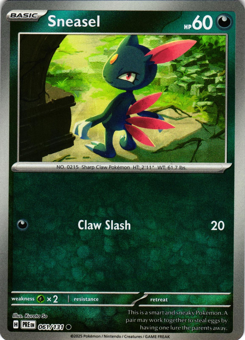 Sneasel (Poke Ball Pattern) 061/131 Common PRE: Prismatic Evolutions - Pokemon