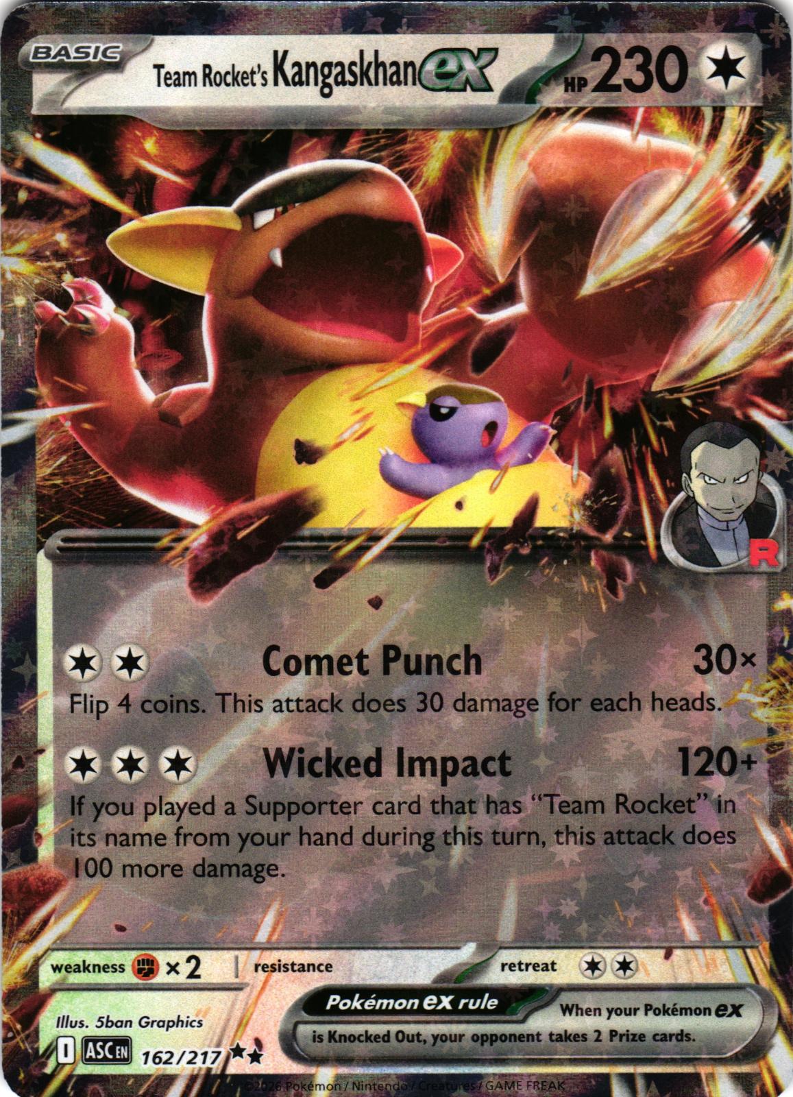 Team Rocket's Kangaskhan ex 162/217 Double Rare ASC: Ascended Heroes - Pokemon