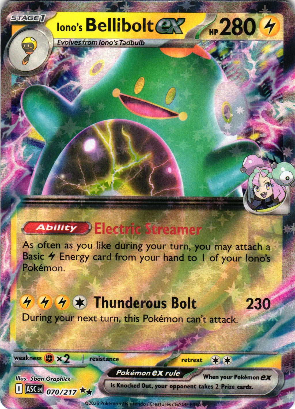 Iono's Bellibolt ex 070/217 Double Rare ASC: Ascended Heroes - Pokemon
