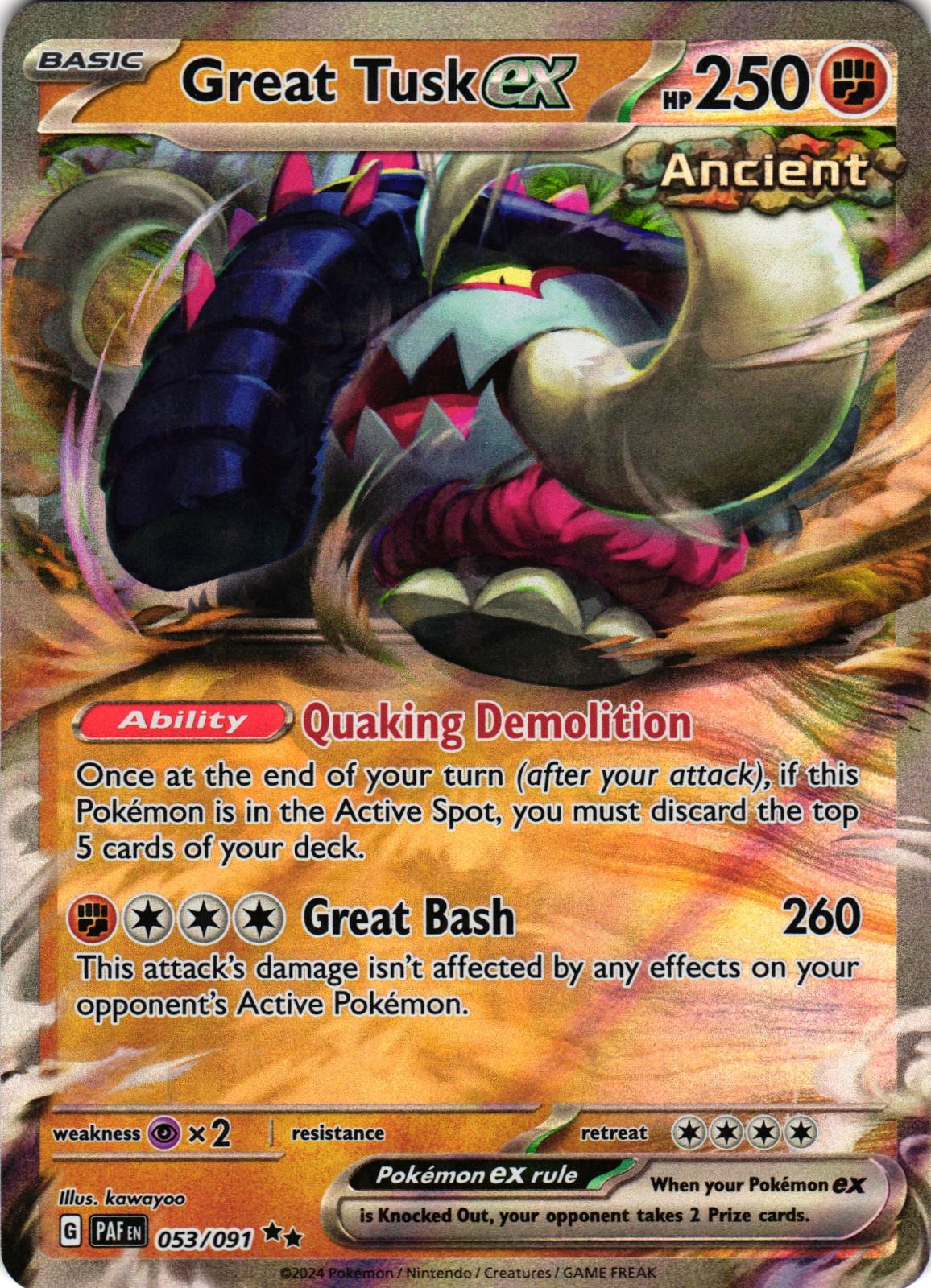 Great Tusk ex 053/091 Double Rare PAF: Paldean Fates - Pokemon