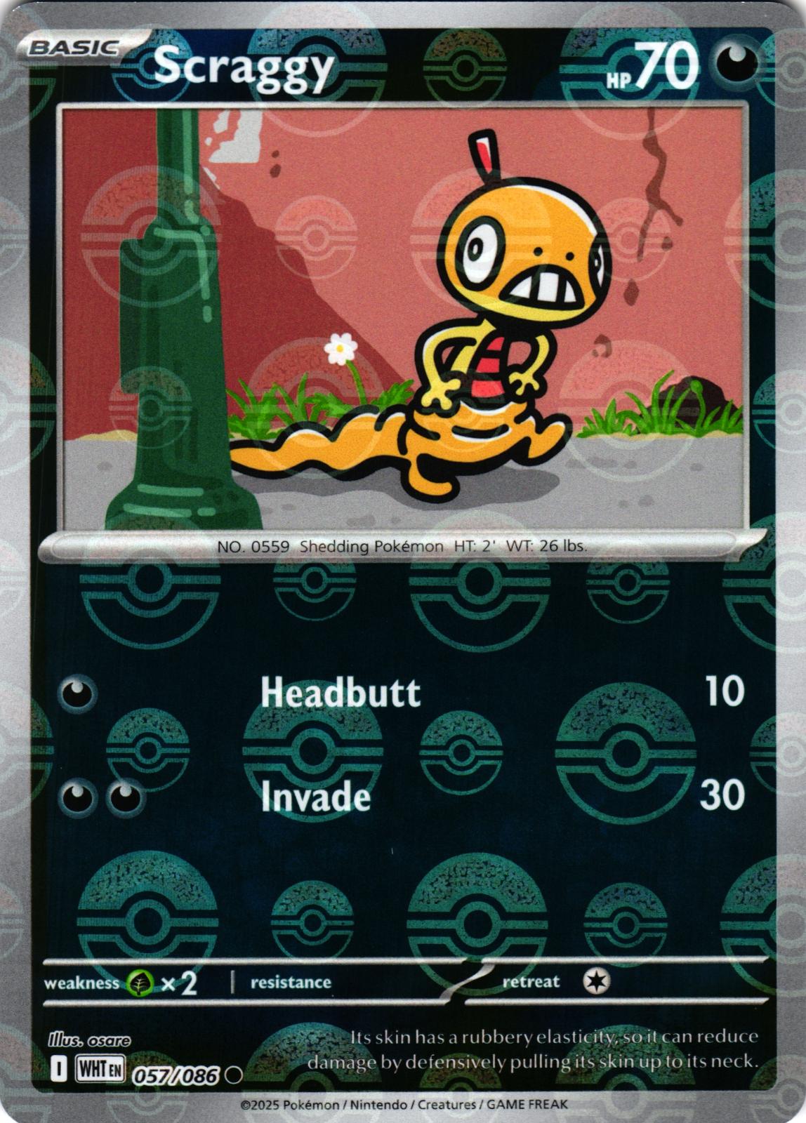 Scraggy (Poke Ball Pattern) 057/086 Common White Flare Pokemon
