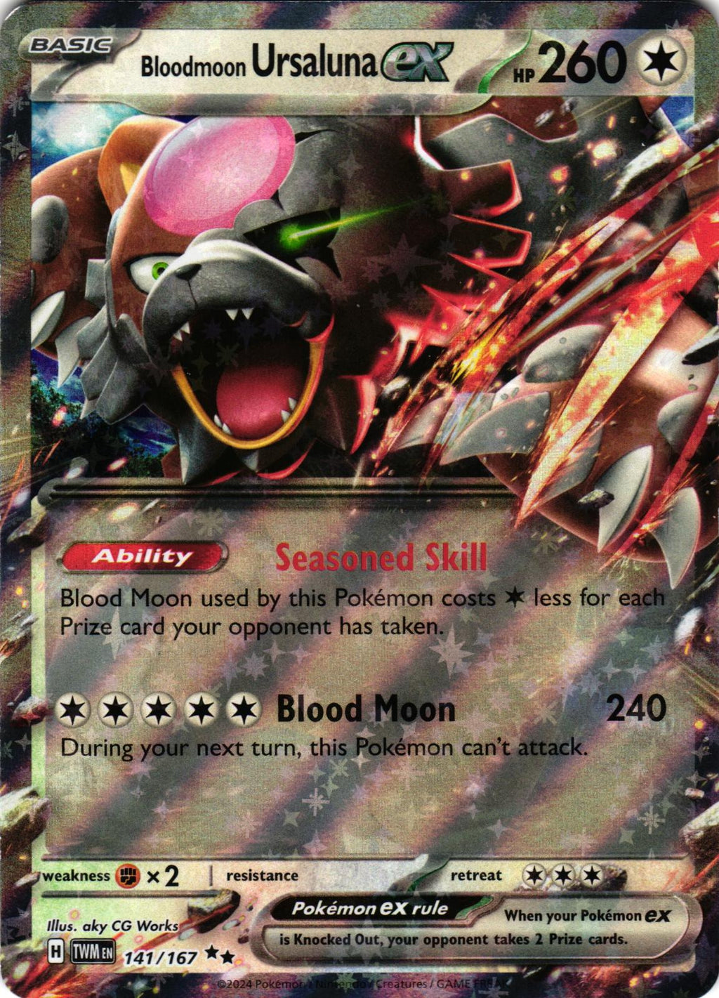Bloodmoon Ursaluna ex 141/167 Double Rare TWM: Twilight Masquerade - Pokemon
