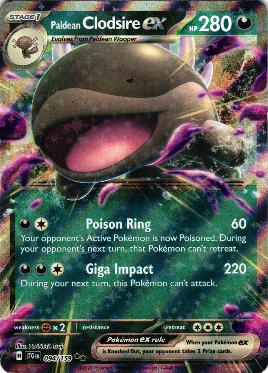 Paldean Clodsire ex 094/159 Double Rare JTG: Journey Together - Pokemon