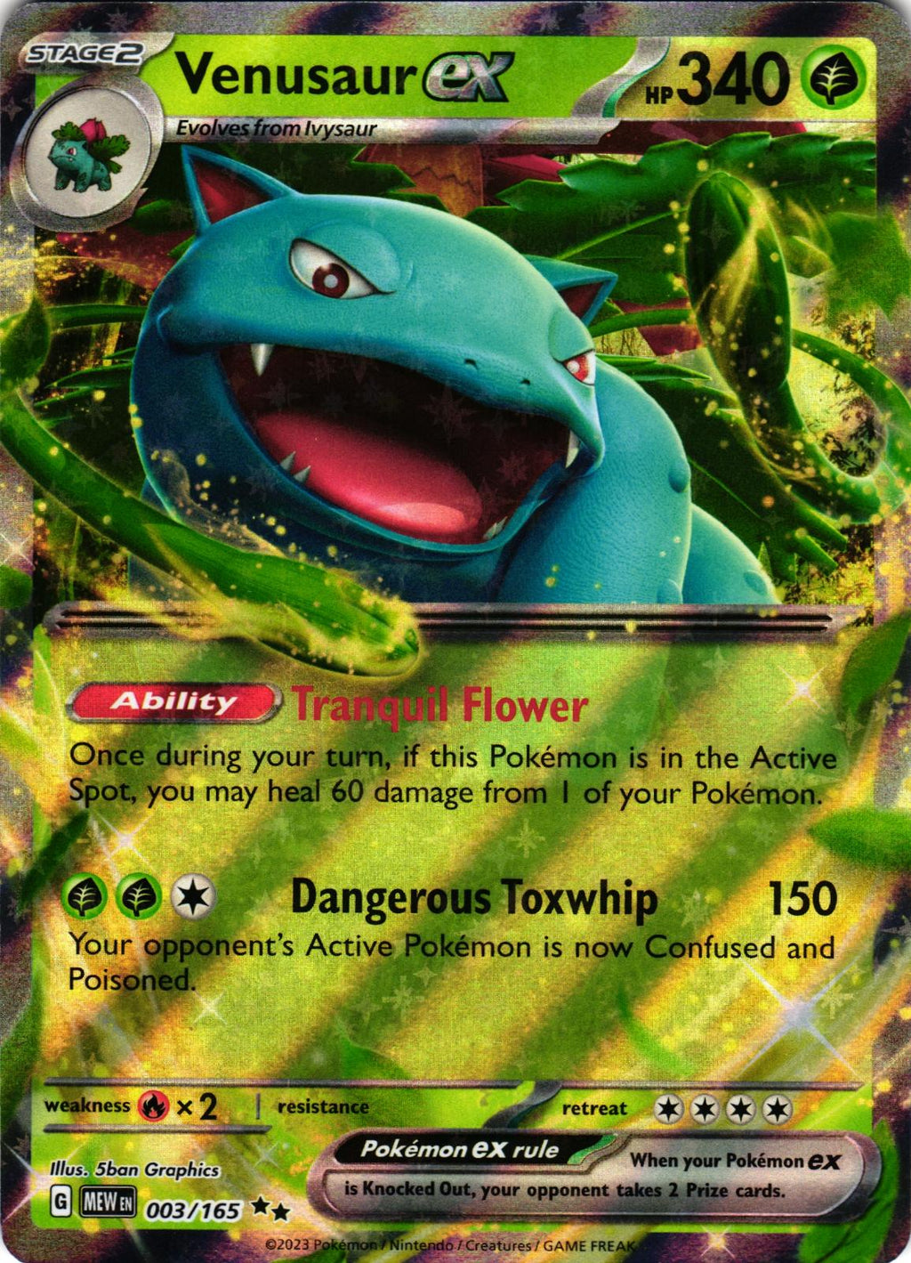 Venusaur ex 003/165 Double Rare MEW: 151 - Pokemon