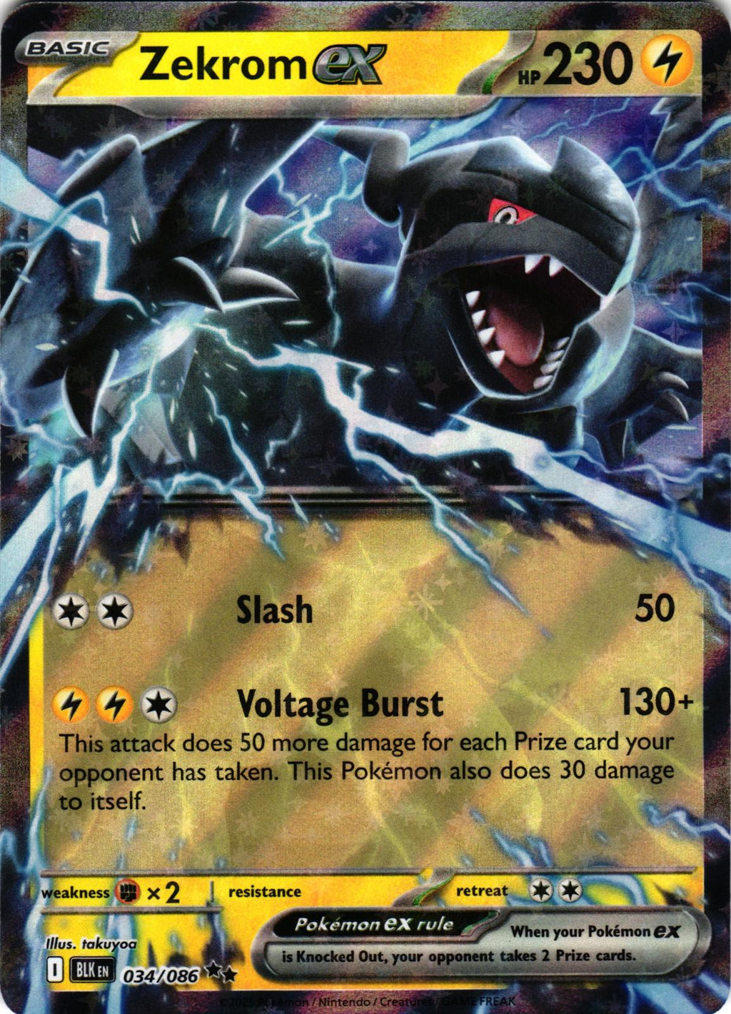 Zekrom ex 034/086 Double Rare BLK: Black Bolt - Pokemon