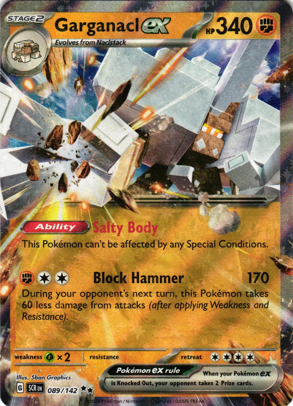 Garganacl ex 89/142 Double Rare SCR: Stellar Crown - Pokemon