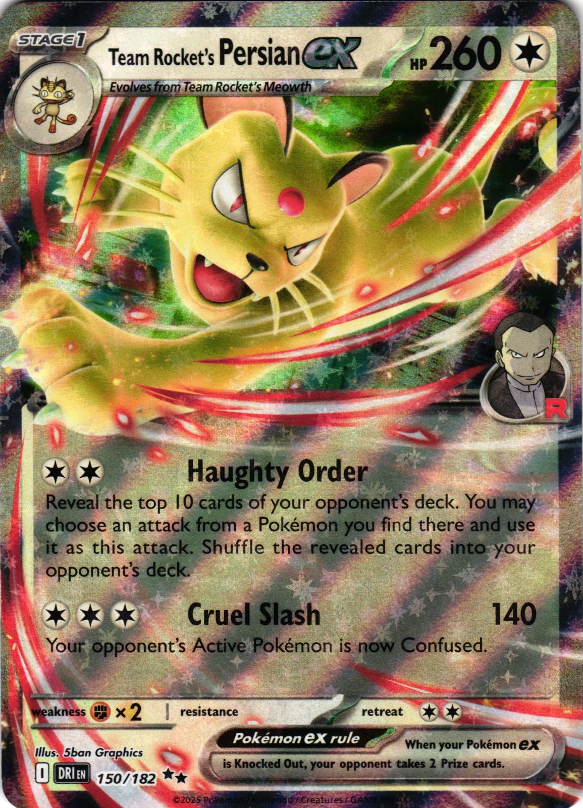 Team Rocket's Persian ex 150/182 Double Rare DRI: Destined Rivals - Pokemon