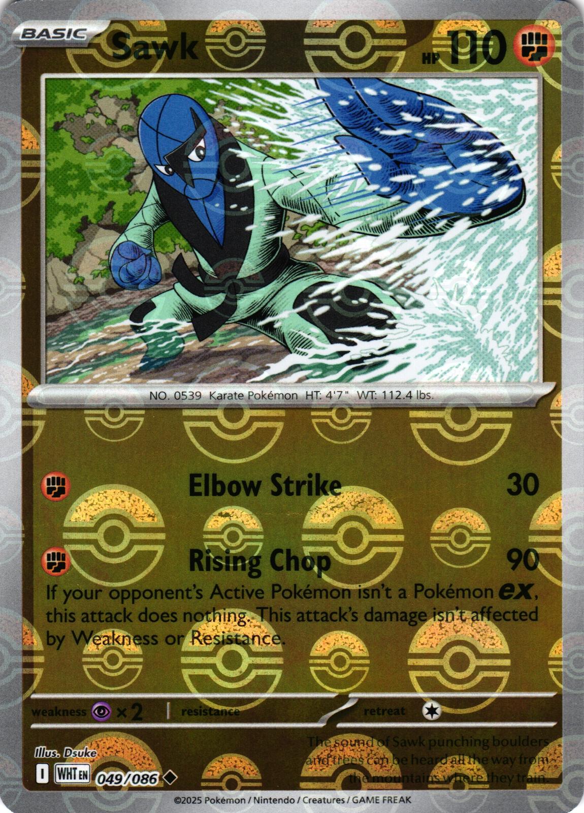 Sawk (Poke Ball Pattern) 049/086 Uncommon White Flare Pokemon