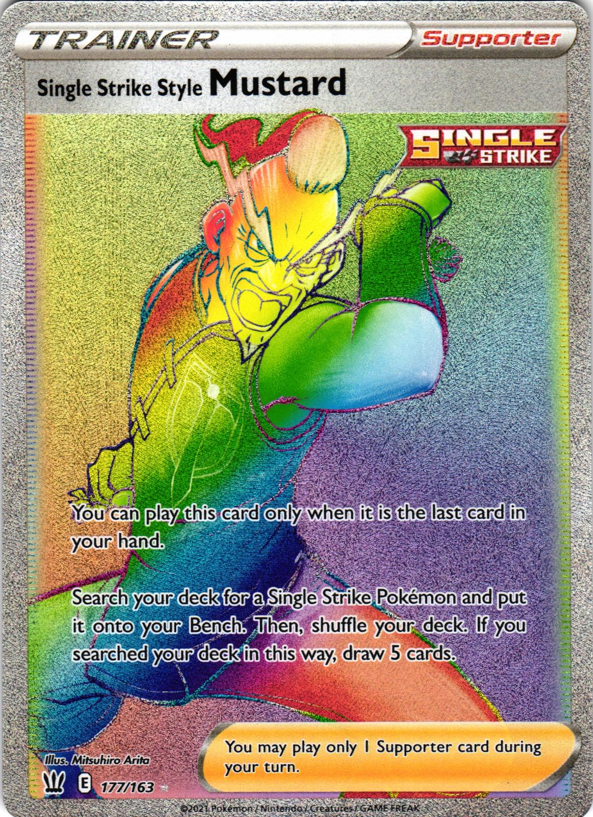 Single Strike Style Mustard 177/163 Rainbow Rare BST: Battle Styles - Pokemon