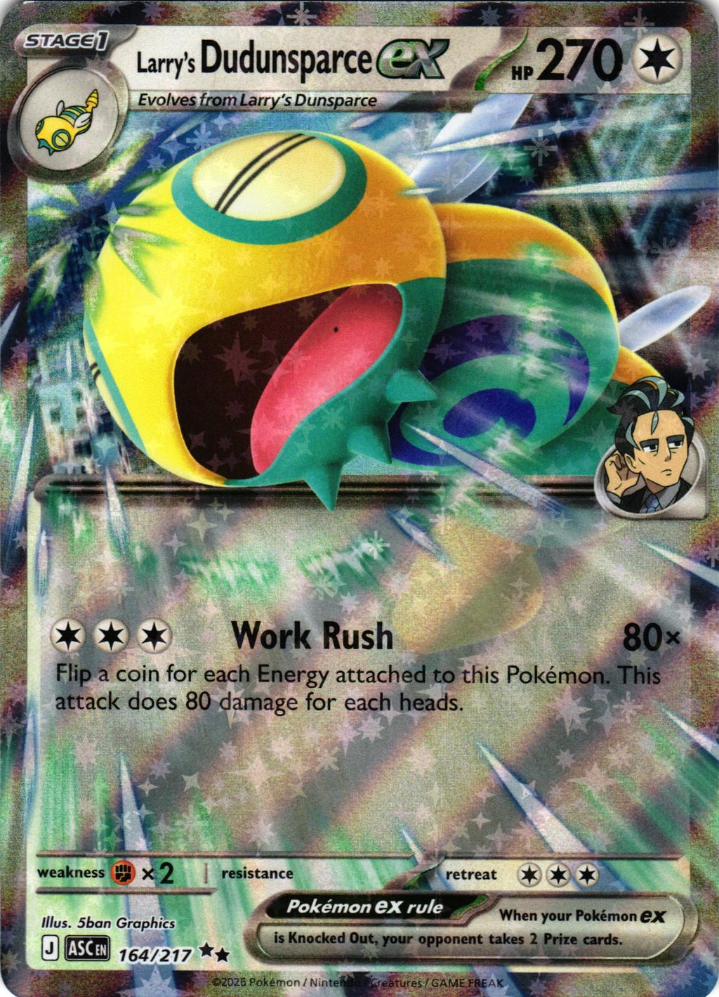 Larry's Dudunsparce ex 164/217 Double Rare ASC: Ascended Heroes - Pokemon