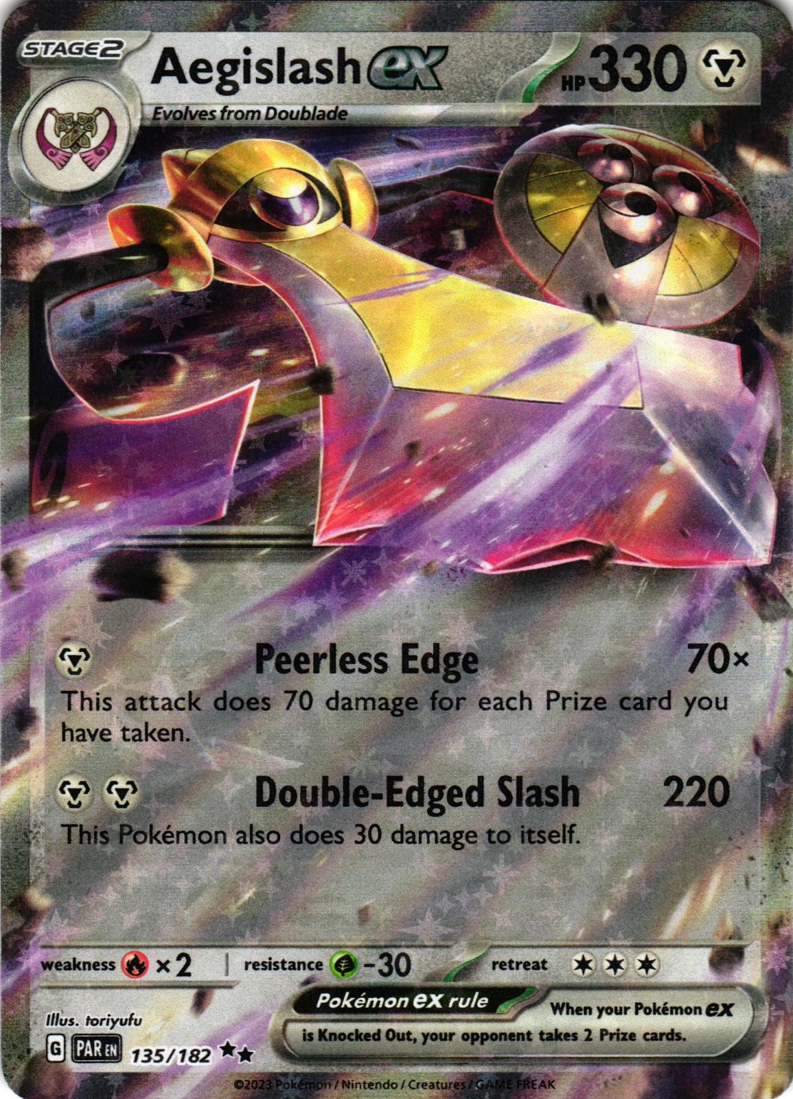 Aegislash ex 135/182 Double Rare PAR: Paradox Rift - Pokemon