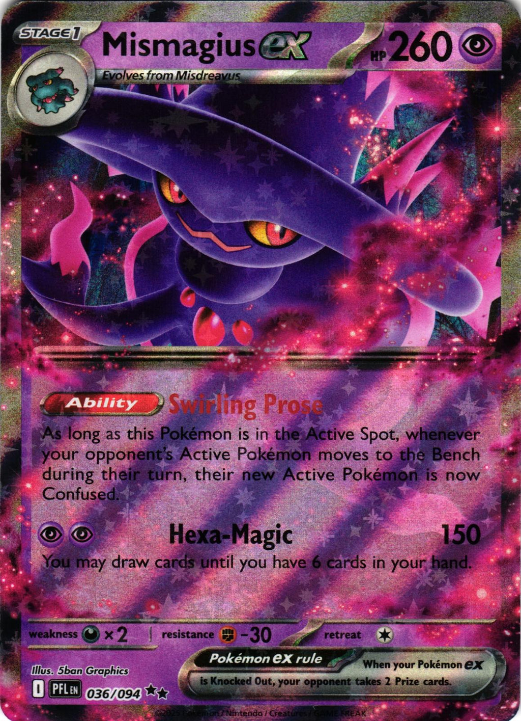 Mismagius ex 036/094 Double Rare PFL: Phantasmal Flames - Pokemon