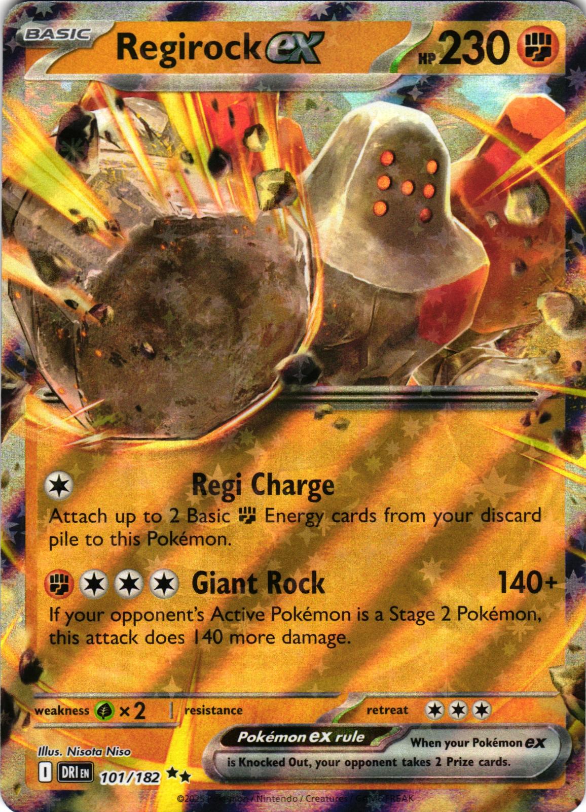 Regirock ex 101/182 Double Rare DRI: Destined Rivals - Pokemon