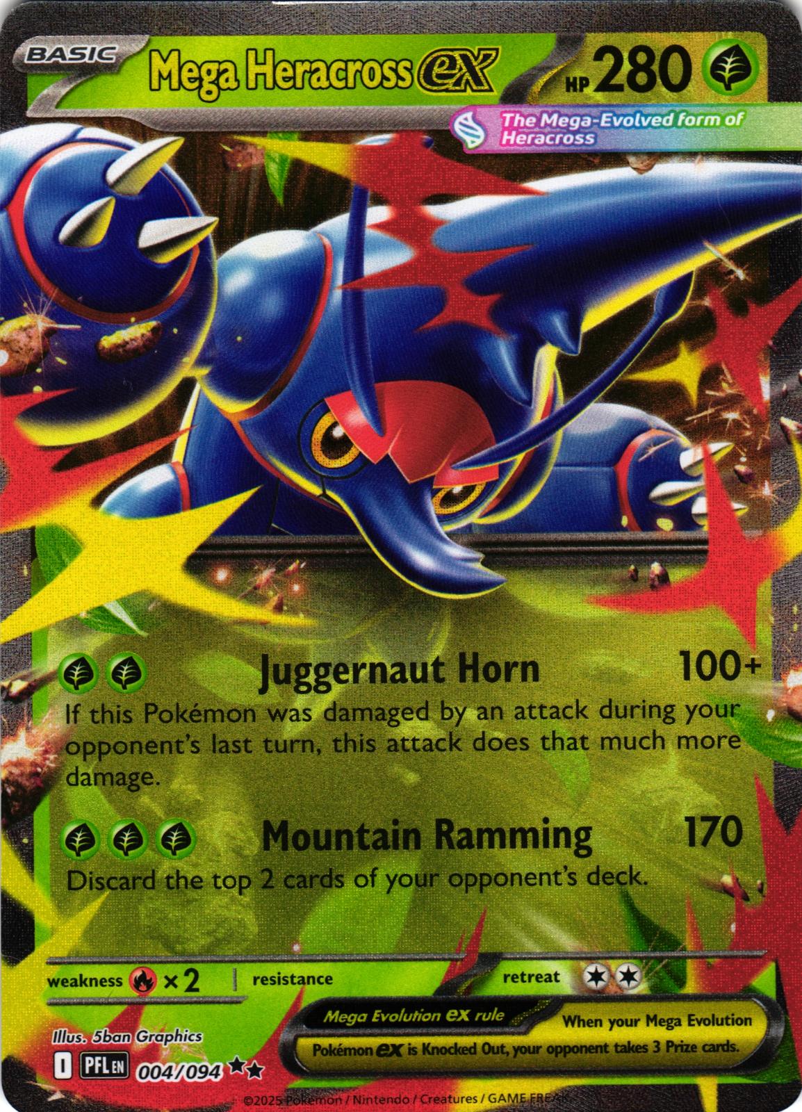 Mega Heracross ex 004/094 Double Rare PFL: Phantasmal Flames - Pokemon