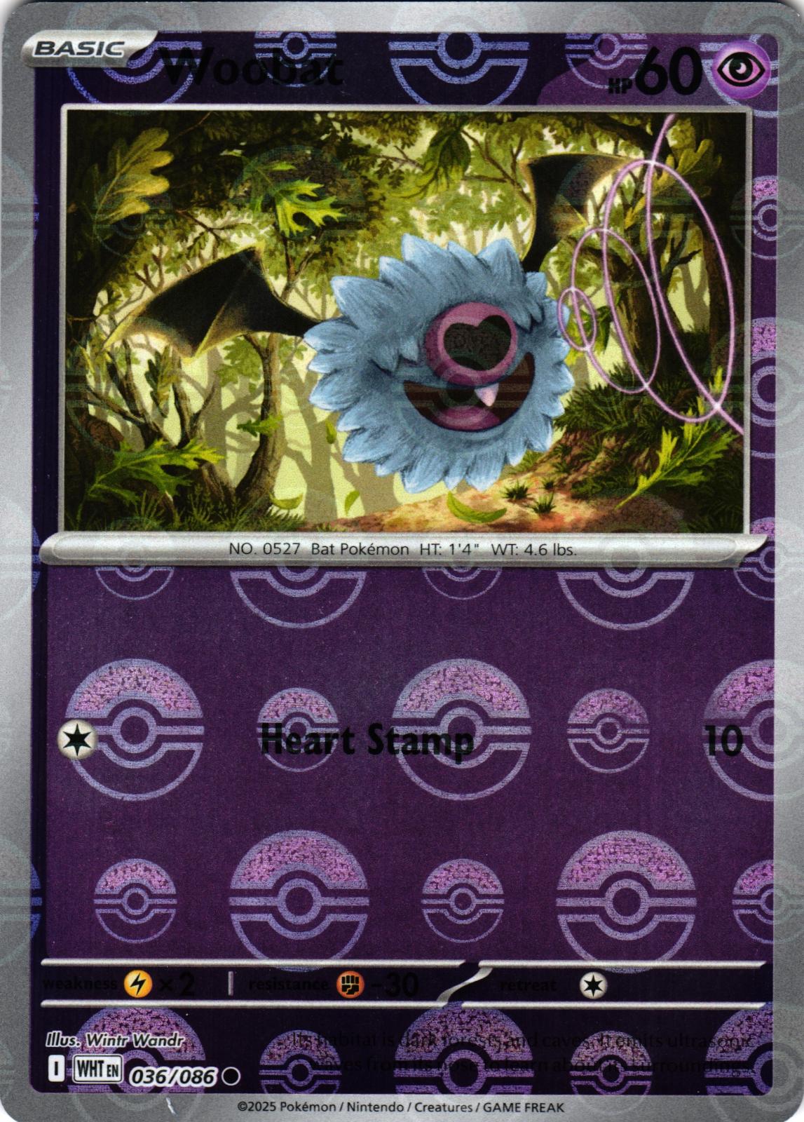 Woobat (Poke Ball Pattern) 036/086 Common White Flare Pokemon