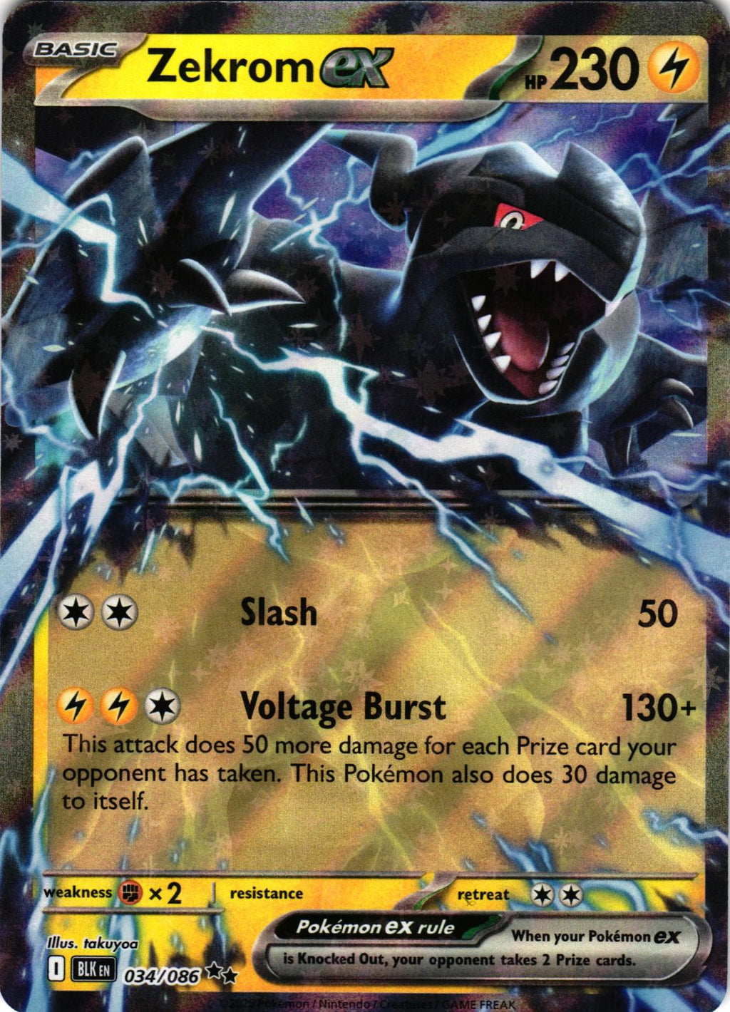 Zekrom ex 034/086 Double Rare Black Bolt Pokemon