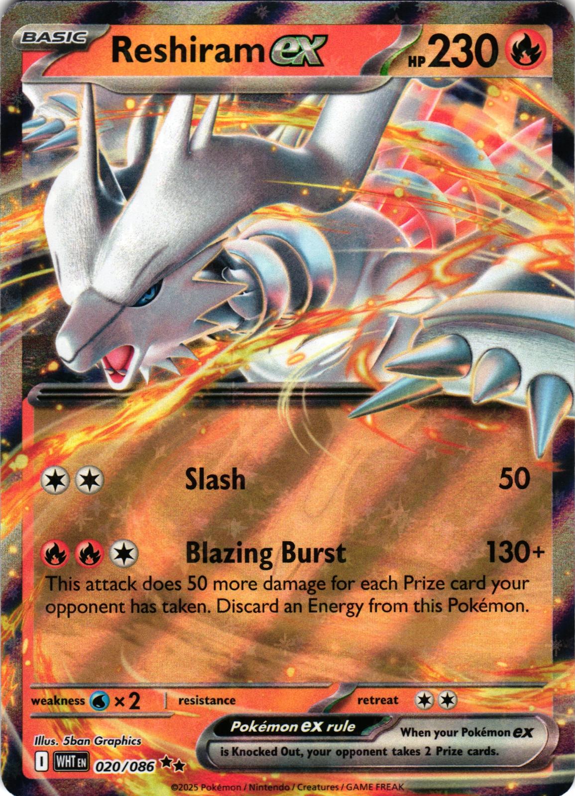 Reshiram ex (White Flare Stamped) 020/086 Double Rare - Pokemon