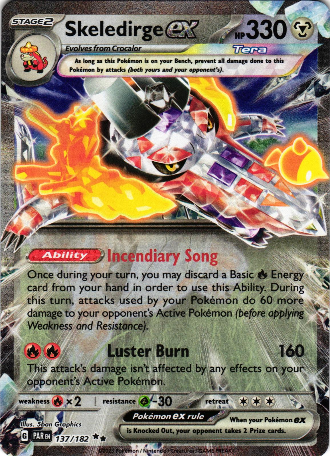 Skeledirge ex 137/182 Double Rare PAR: Paradox Rift - Pokemon