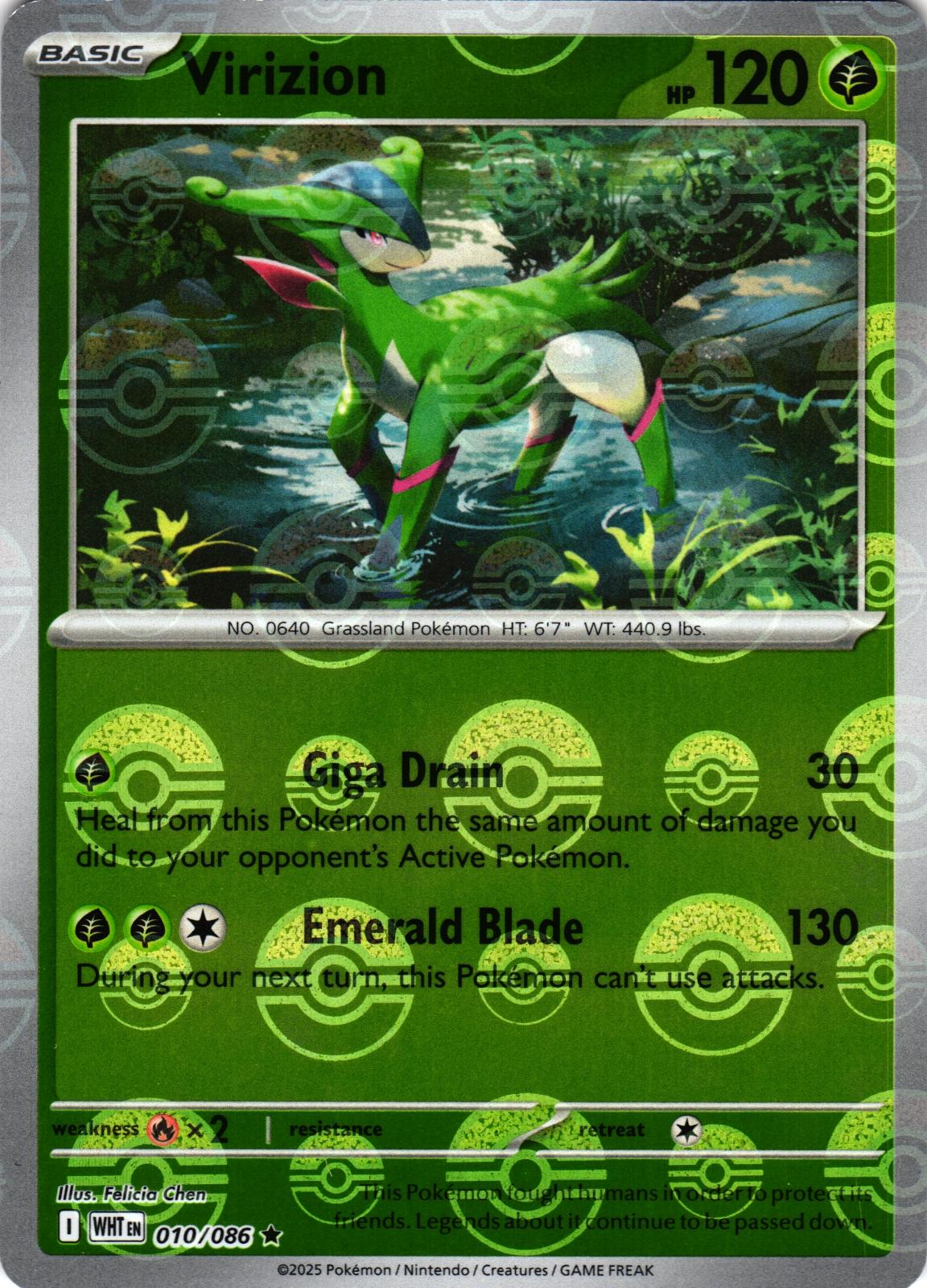 Virizion (Poke Ball Pattern) 010/086 Rare White Flare Pokemon