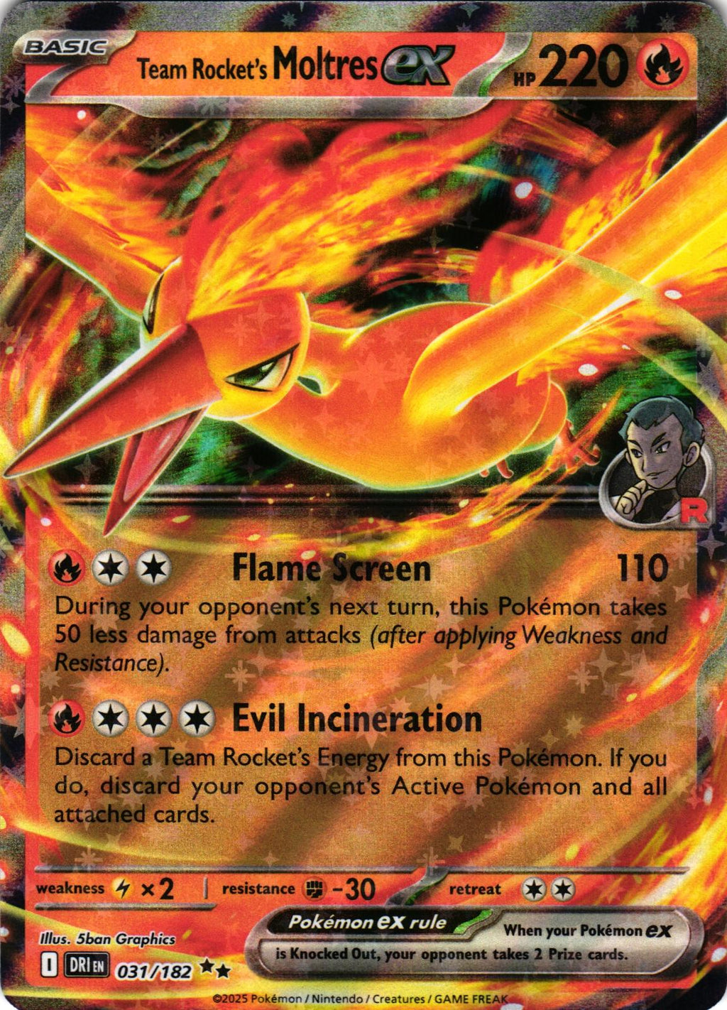 Team Rocket's Moltres ex 031/182 Double Rare DRI: Destined Rivals - Pokemon