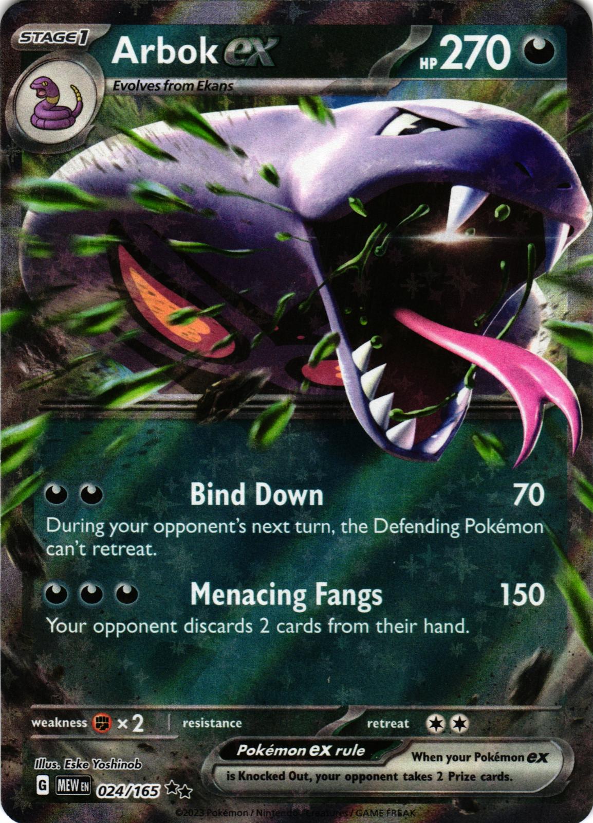 Arbok ex 024/165 Double Rare 151 Pokemon