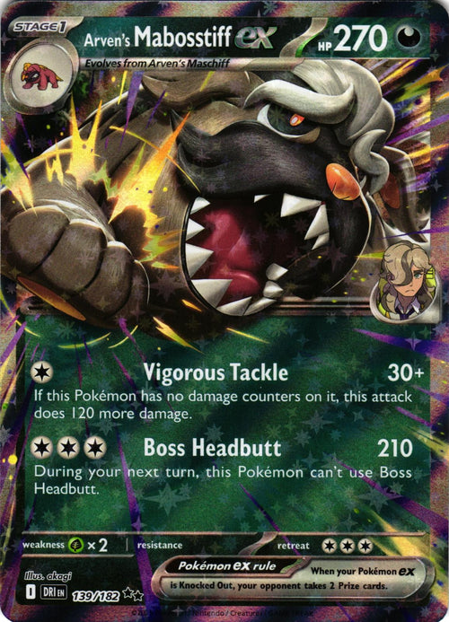 Arven's Mabosstiff ex 139/182 Double Rare DRI: Destined Rivals - Pokemon