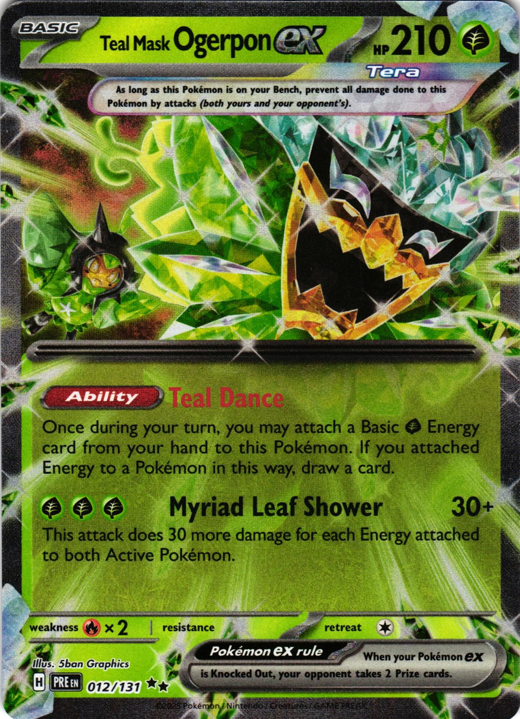 Teal Mask Ogerpon ex 012/131 Double Rare PRE: Prismatic Evolutions - Pokemon