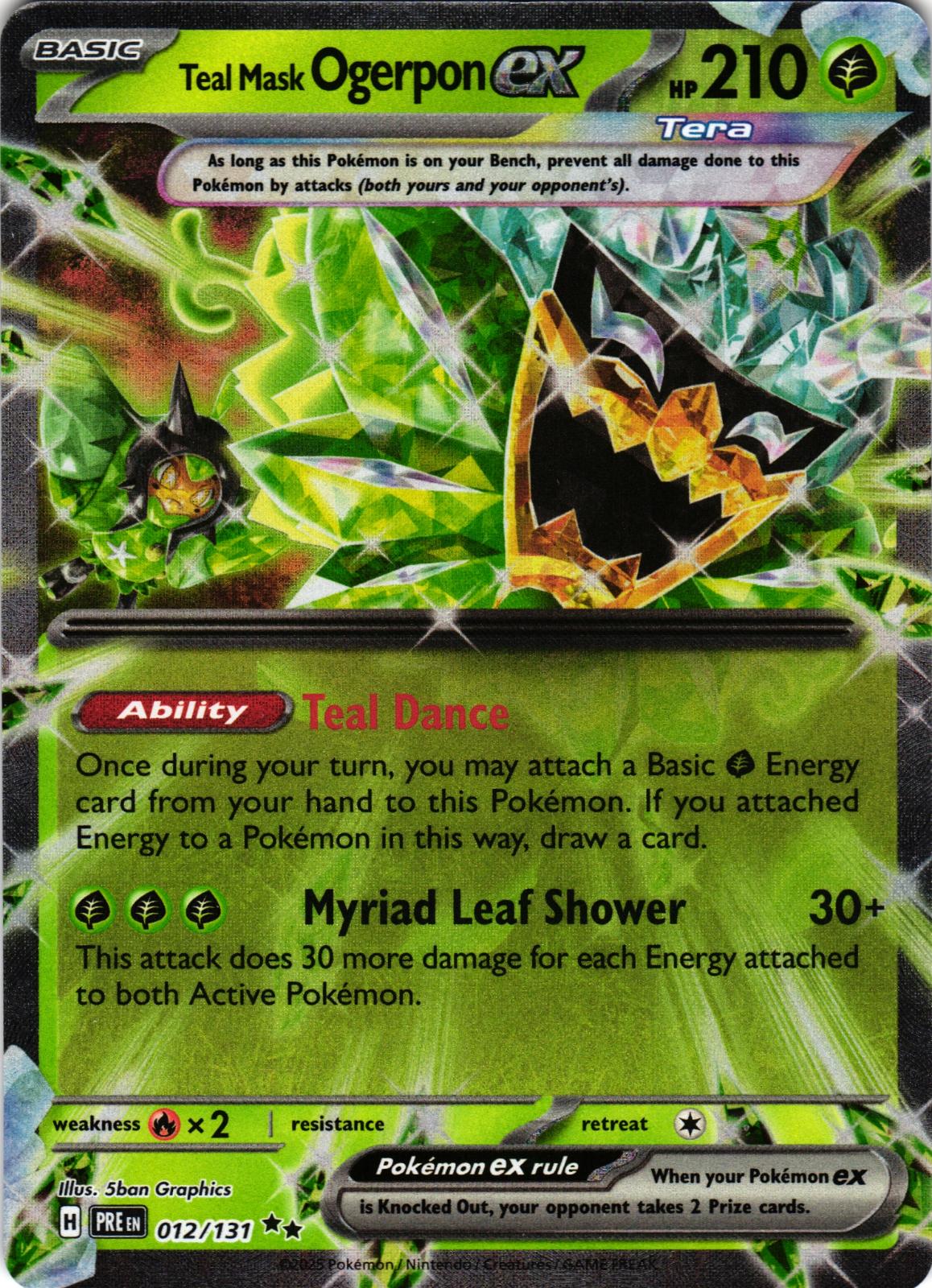 Teal Mask Ogerpon ex 012/131 Double Rare PRE: Prismatic Evolutions - Pokemon