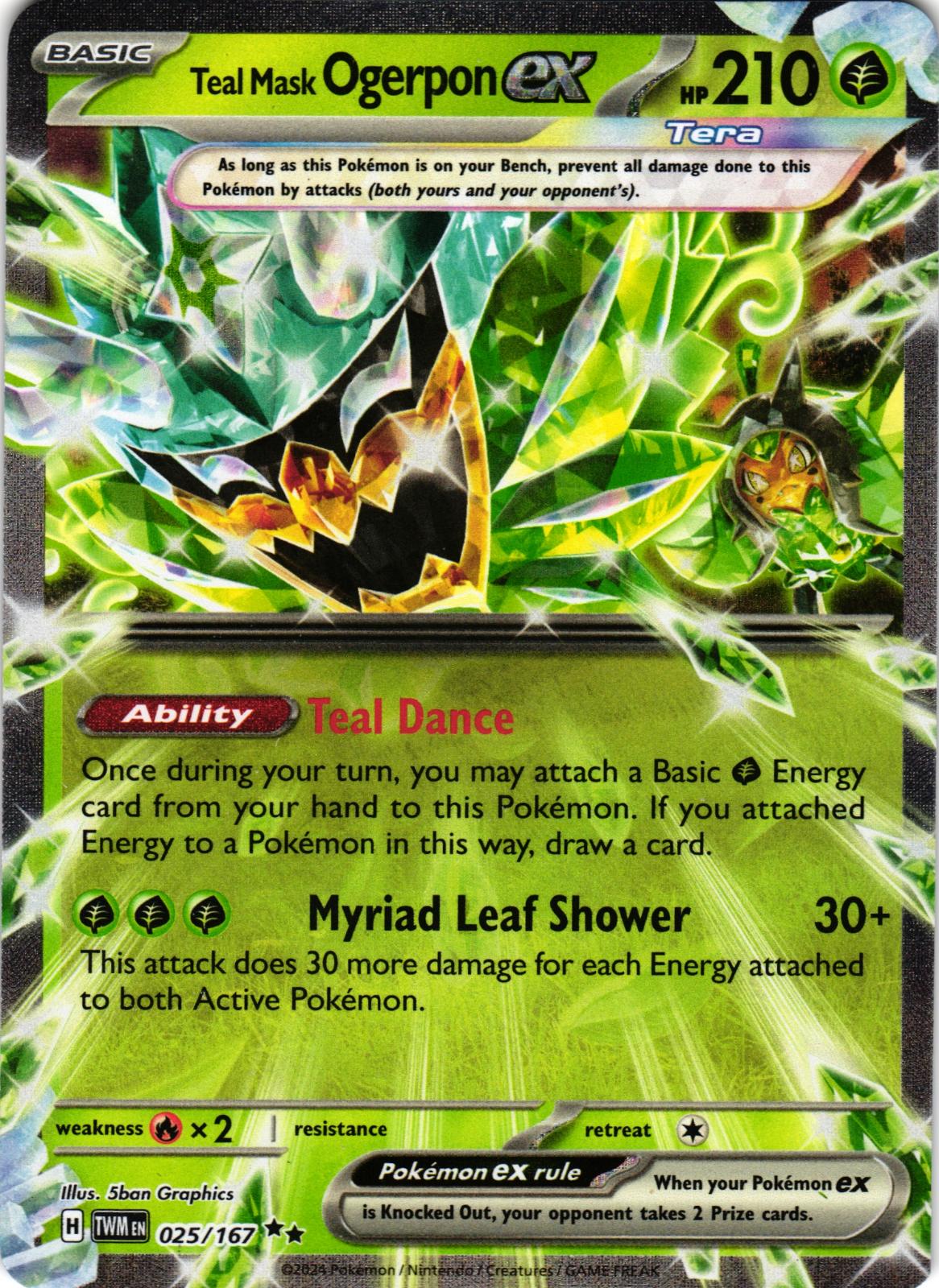 Teal Mask Ogerpon ex 025/167 Double Rare TWM: Twilight Masquerade - Pokemon
