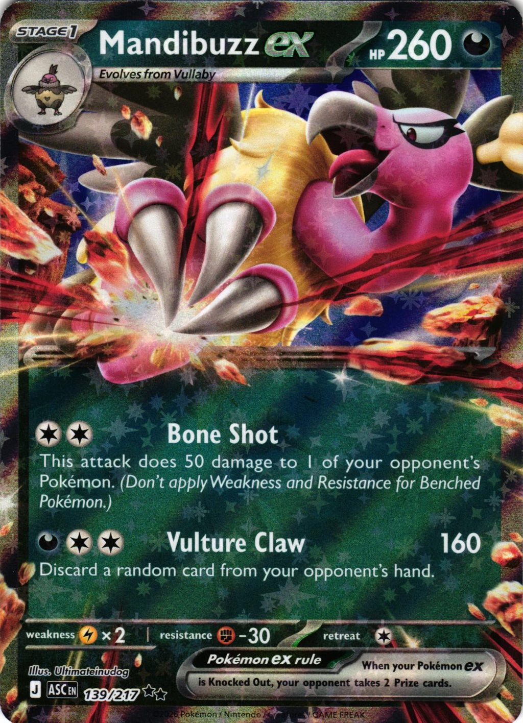 Mandibuzz ex 139/217 Double Rare ASC: Ascended Heroes - Pokemon