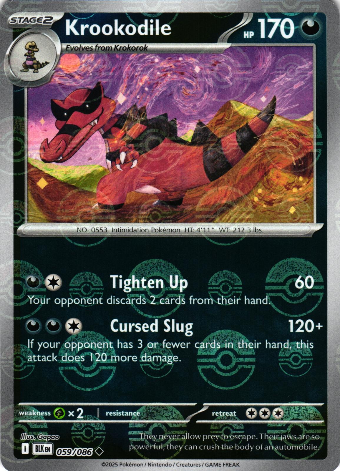 Krookodile (Poke Ball Pattern) 059/086 Uncommon BLK: Black Bolt - Pokemon