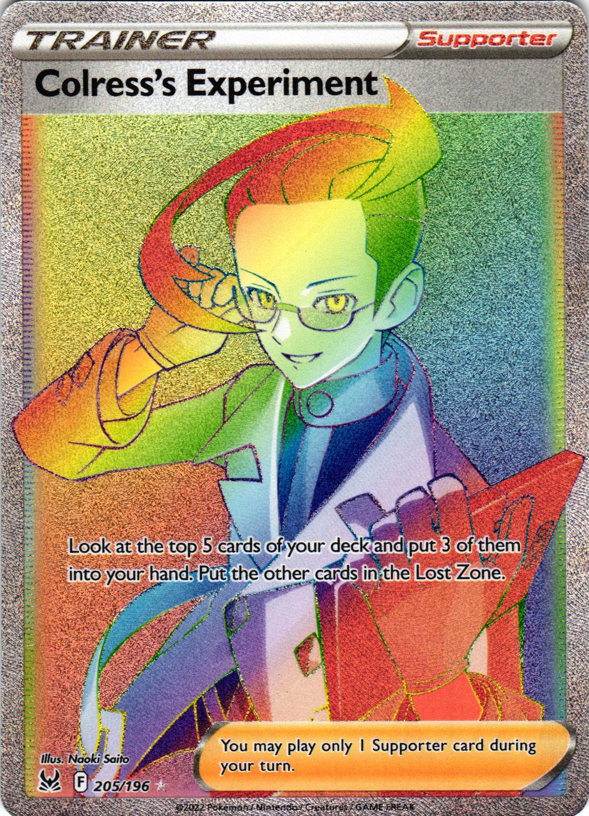 Colress's Experiment 205/196 Rainbow Rare LOR: Lost Origin - Pokemon