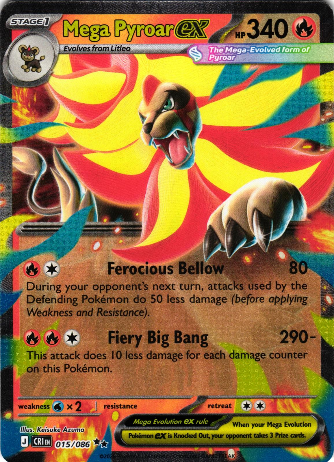 Mega Pyroar ex 015/086 Double Rare ME04: Chaos Rising - Pokemon