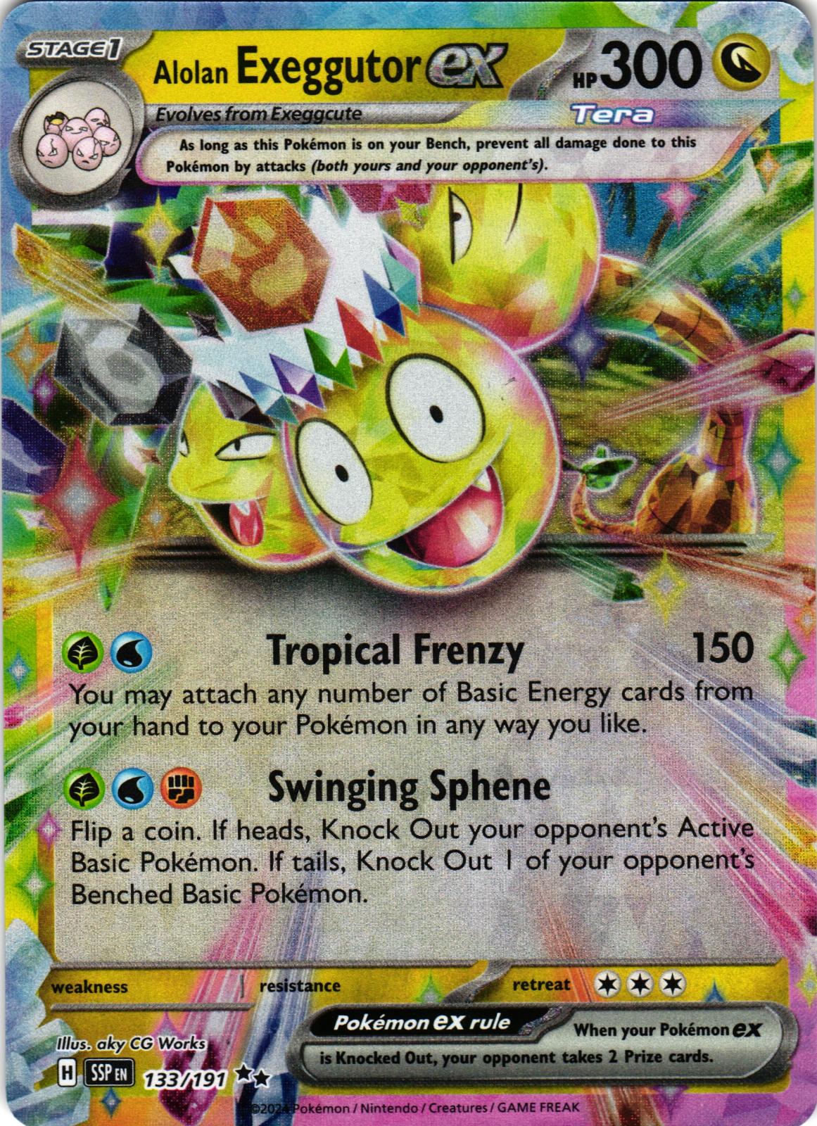 Alolan Exeggutor ex 133/191 Double Rare SSP: Surging Sparks - Pokemon