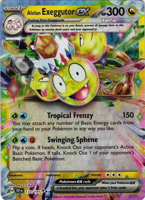 Alolan Exeggutor ex 133/191 Double Rare SSP: Surging Sparks - Pokemon