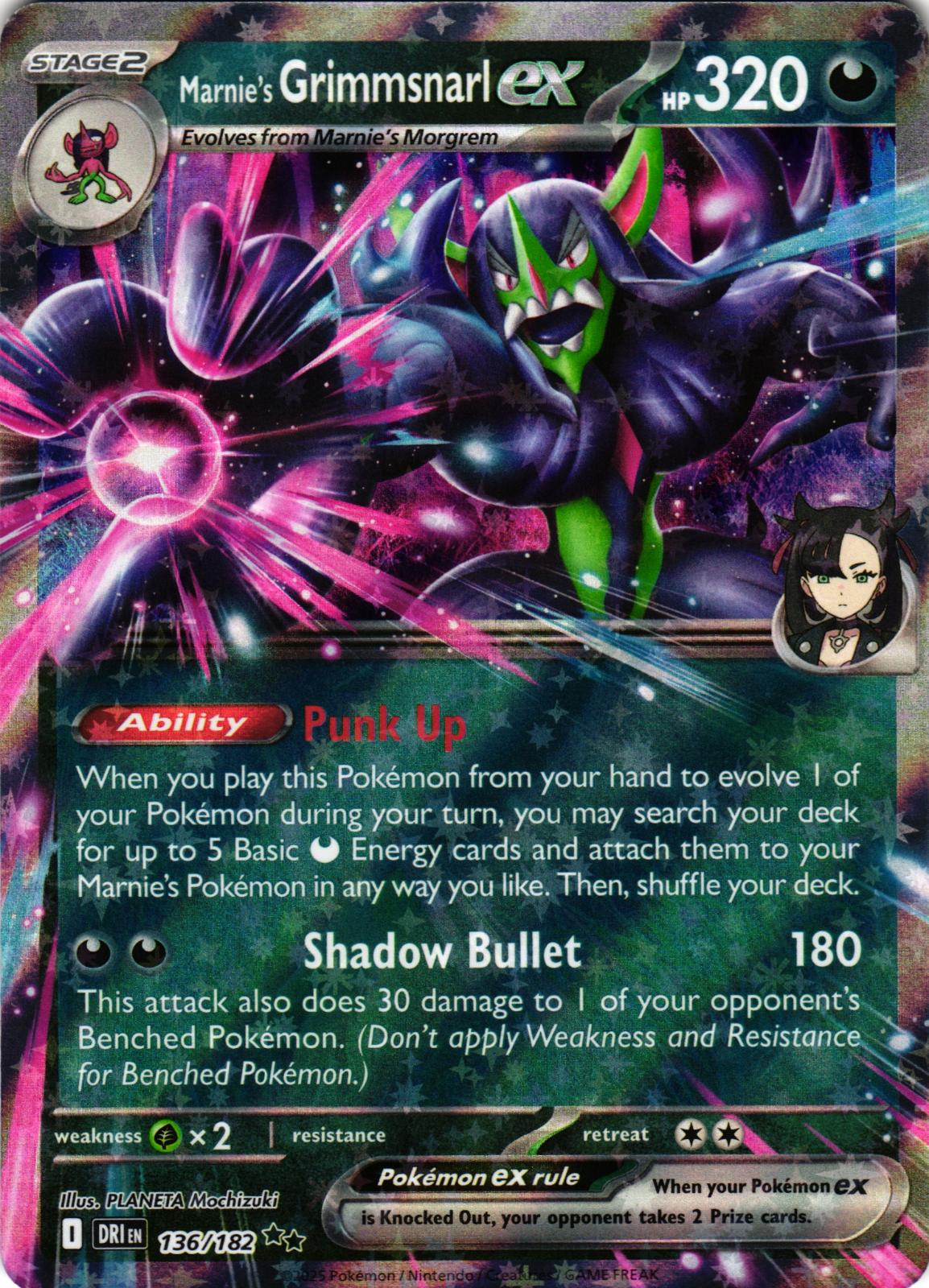 Marnie's Grimmsnarl ex 136/182 Double Rare DRI: Destined Rivals - Pokemon